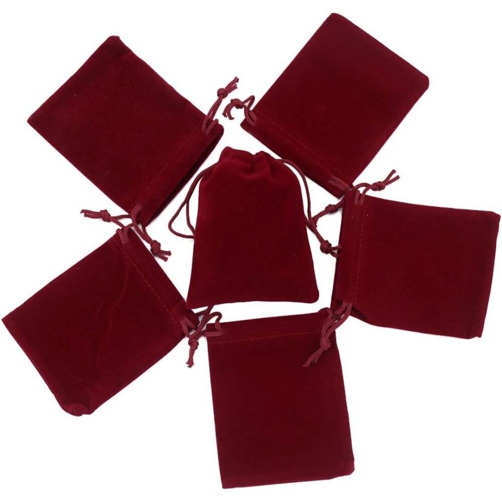 Mini Velvet Gift Bag with Drawstring,20PCS Burgundy Red Velvet Cloth Jewelry Pou